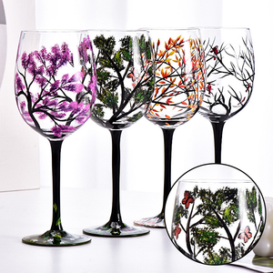 Four Seasons Tree Wine Glasses - Hand Painted Art