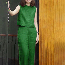 Load image into Gallery viewer, Solid Color Sleeveless Casual Suit