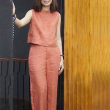 Load image into Gallery viewer, Solid Color Sleeveless Casual Suit