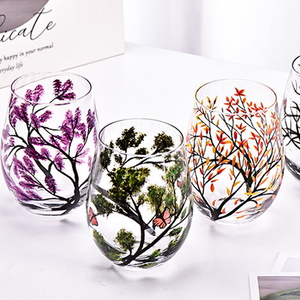 Four Seasons Tree Wine Glasses - Hand Painted Art