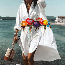 Load image into Gallery viewer, Women&#39;s Long Sleeve V-Neck Shirt Dress