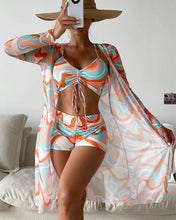 Load image into Gallery viewer, Three-Piece Printed Bikini Swimsuit