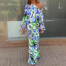 Load image into Gallery viewer, Abstract Pattern One Shoulder Dress Set for Women