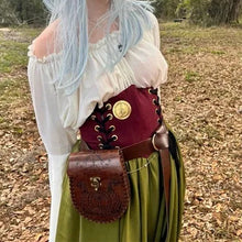 Load image into Gallery viewer, Vintage Medieval Nordic Embossed Leather Belt Bag