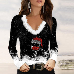 Long Sleeve Blouse With V-neck