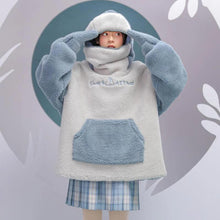 Load image into Gallery viewer, Shark Embroidery Zipper Letter Plush Hoodie