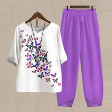Load image into Gallery viewer, Women&#39;s Two Piece Outfits Floral Crewneck Suit