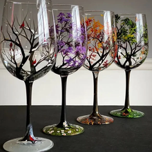 Load image into Gallery viewer, Four Seasons Tree Wine Glasses - Hand Painted Art