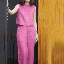 Load image into Gallery viewer, Solid Color Sleeveless Casual Suit