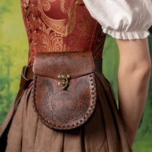 Load image into Gallery viewer, Vintage Medieval Nordic Embossed Leather Belt Bag