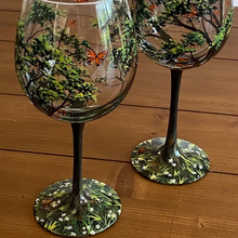 Load image into Gallery viewer, Four Seasons Tree Wine Glasses - Hand Painted Art