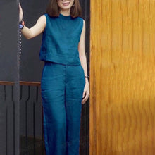 Load image into Gallery viewer, Solid Color Sleeveless Casual Suit