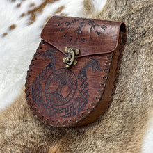 Load image into Gallery viewer, Vintage Medieval Nordic Embossed Leather Belt Bag