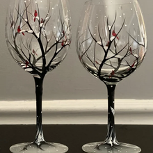 Load image into Gallery viewer, Four Seasons Tree Wine Glasses - Hand Painted Art