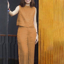 Load image into Gallery viewer, Solid Color Sleeveless Casual Suit