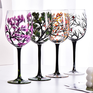 Four Seasons Tree Wine Glasses - Hand Painted Art