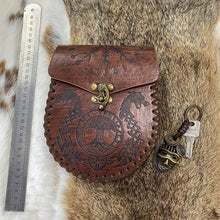 Load image into Gallery viewer, Vintage Medieval Nordic Embossed Leather Belt Bag
