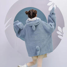 Load image into Gallery viewer, Shark Embroidery Zipper Letter Plush Hoodie