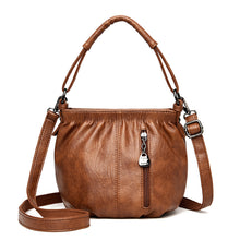 Load image into Gallery viewer, Fashion Simple Casual Pleated Bucket Soft Leather Handbag Shoulder Bag
