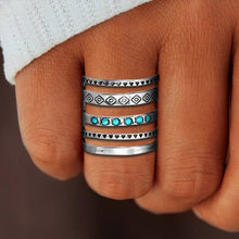 Load image into Gallery viewer, Bohemian Openwork Carved Turquoise Ring