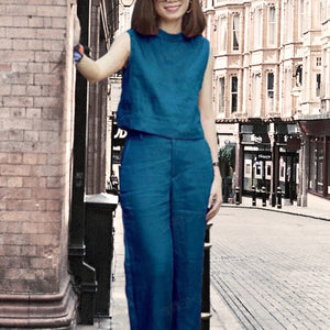 Solid Color Sleeveless Casual Suit