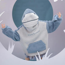 Load image into Gallery viewer, Shark Embroidery Zipper Letter Plush Hoodie