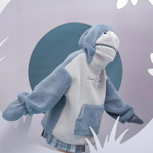Load image into Gallery viewer, Shark Embroidery Zipper Letter Plush Hoodie