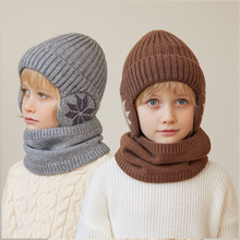 Load image into Gallery viewer, Barnas vinter fleece skjerf dress strikket lue