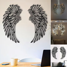Load image into Gallery viewer, Svarte englevinger i metall med LED-lys