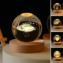 Load image into Gallery viewer, 3D Crystal Ball Night Light With Wood Base