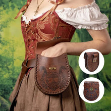 Load image into Gallery viewer, Vintage Medieval Nordic Embossed Leather Belt Bag