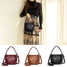 Load image into Gallery viewer, Fashion Simple Casual Pleated Bucket Soft Leather Handbag Shoulder Bag