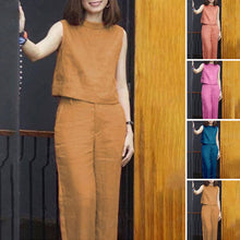 Load image into Gallery viewer, Solid Color Sleeveless Casual Suit
