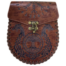 Load image into Gallery viewer, Vintage Medieval Nordic Embossed Leather Belt Bag