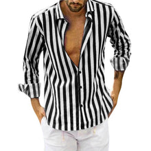 Load image into Gallery viewer, Spring Summer Men&#39;s Cotton Linen Striped Button Shirt