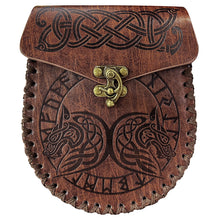 Load image into Gallery viewer, Vintage Medieval Nordic Embossed Leather Belt Bag