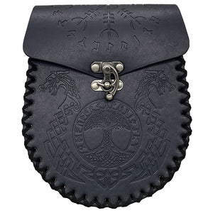 Vintage Medieval Nordic Embossed Leather Belt Bag